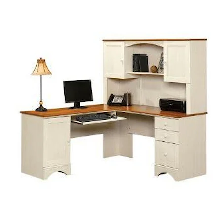 Cottage Double Pedestal Corner Computer Desk with Hutch